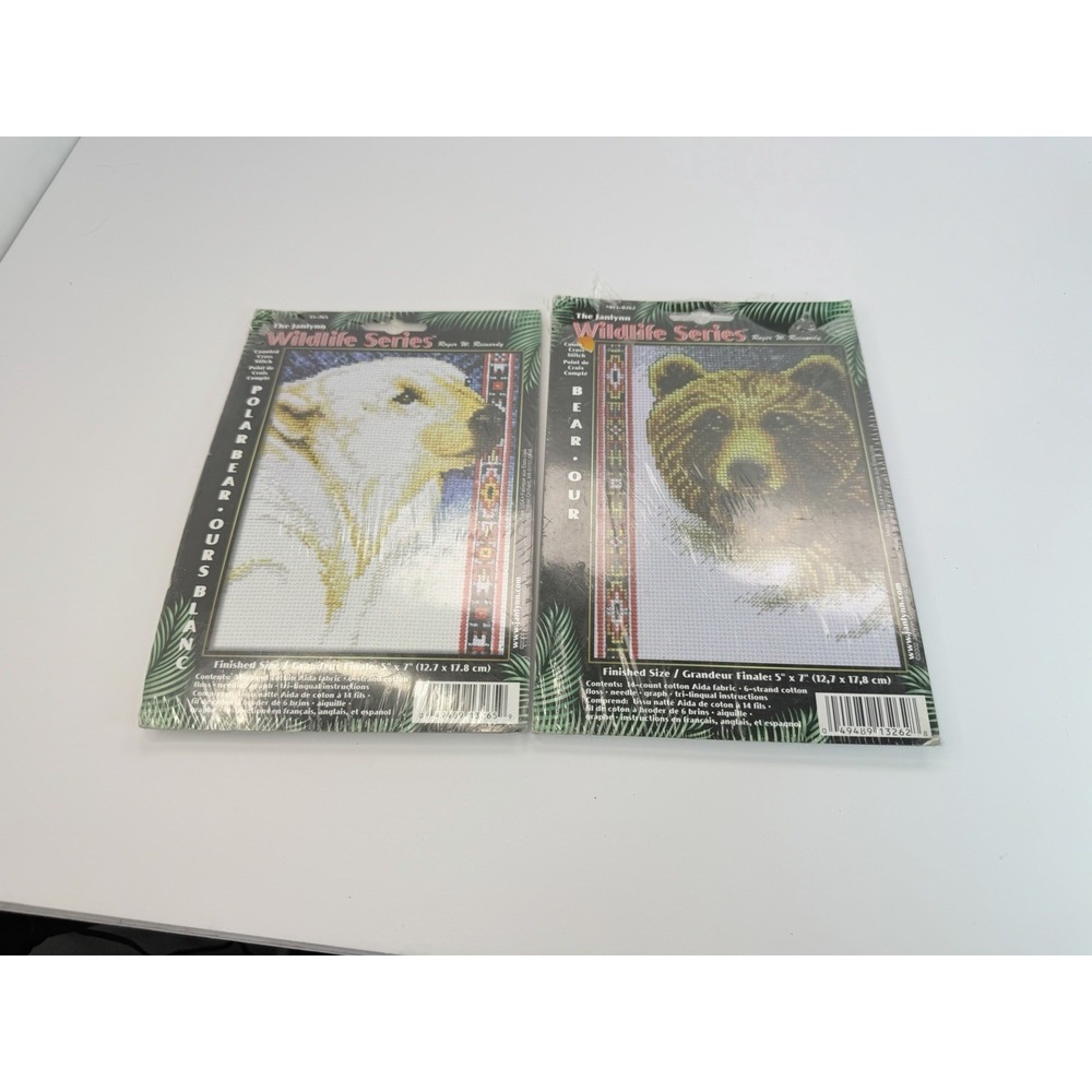 Janlynn Wildlife Series Polar & Brown Bear Counted Cross Stitch Kit Lot